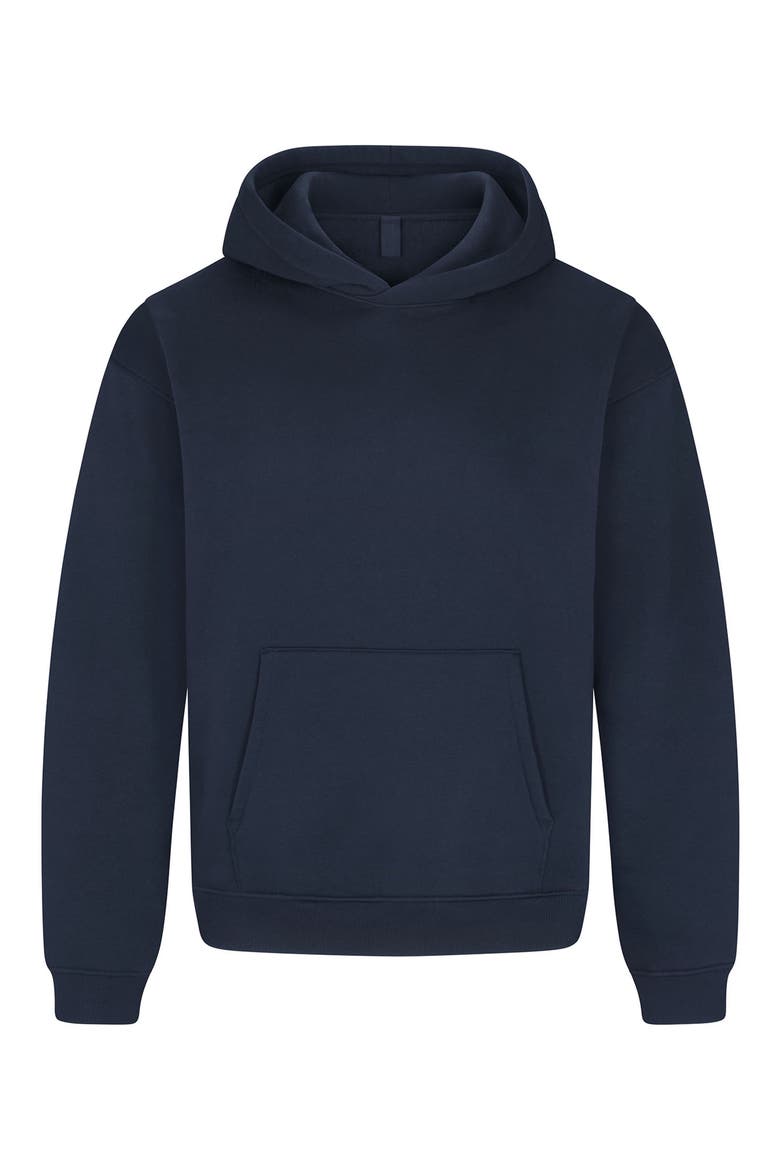 FLEECE LOUNGE RELAXED HOODIE, Alternate, color, NAVY