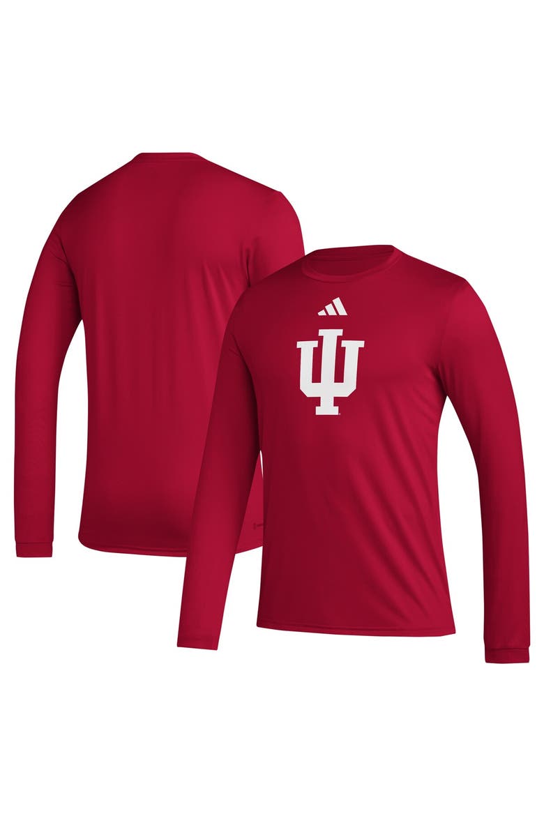 Men's adidas Crimson Indiana Hoosiers Primary Locker Logo Pre-Game Long Sleeve T-Shirt, Main, color, Crimson