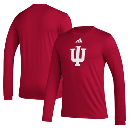 Adidas Originals Adidas Crimson Indiana Hoosiers Primary Locker Logo Pre-game Long Sleeve T-shirt In Red