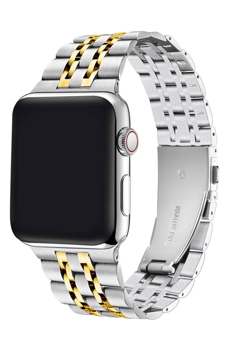 Posh Tech Rainey Two-Tone Gold/Silver Stainless Steel Apple Watch SE & Series 7/6/5/4/3/2/1 Band, Main, color, 