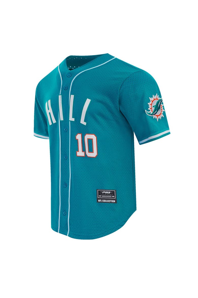 Men's Pro Standard Tyreek Hill Aqua Miami Dolphins Mesh Button-Up Baseball Jersey, Alternate, color, Aqua