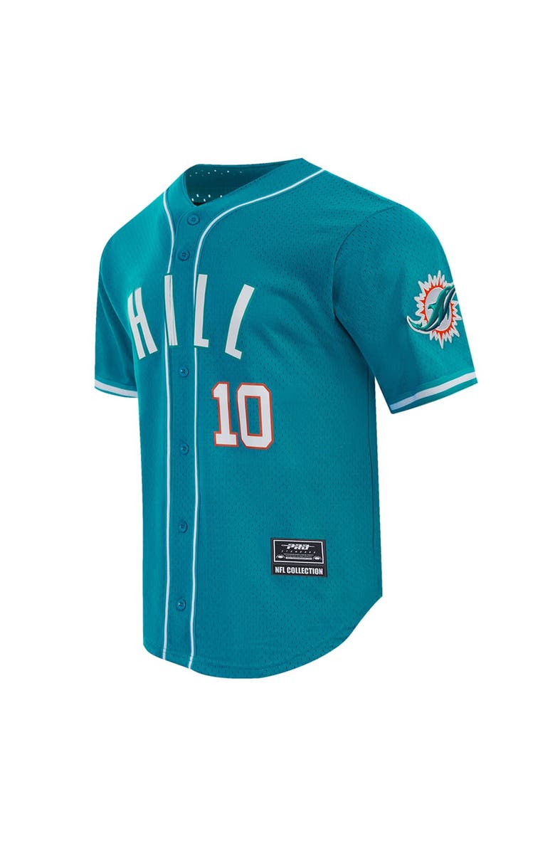 PRO STANDARD Men's Pro Standard Tyreek Hill Aqua Miami Dolphins Mesh Button-Up Baseball Jersey, Alternate, color, Aqua