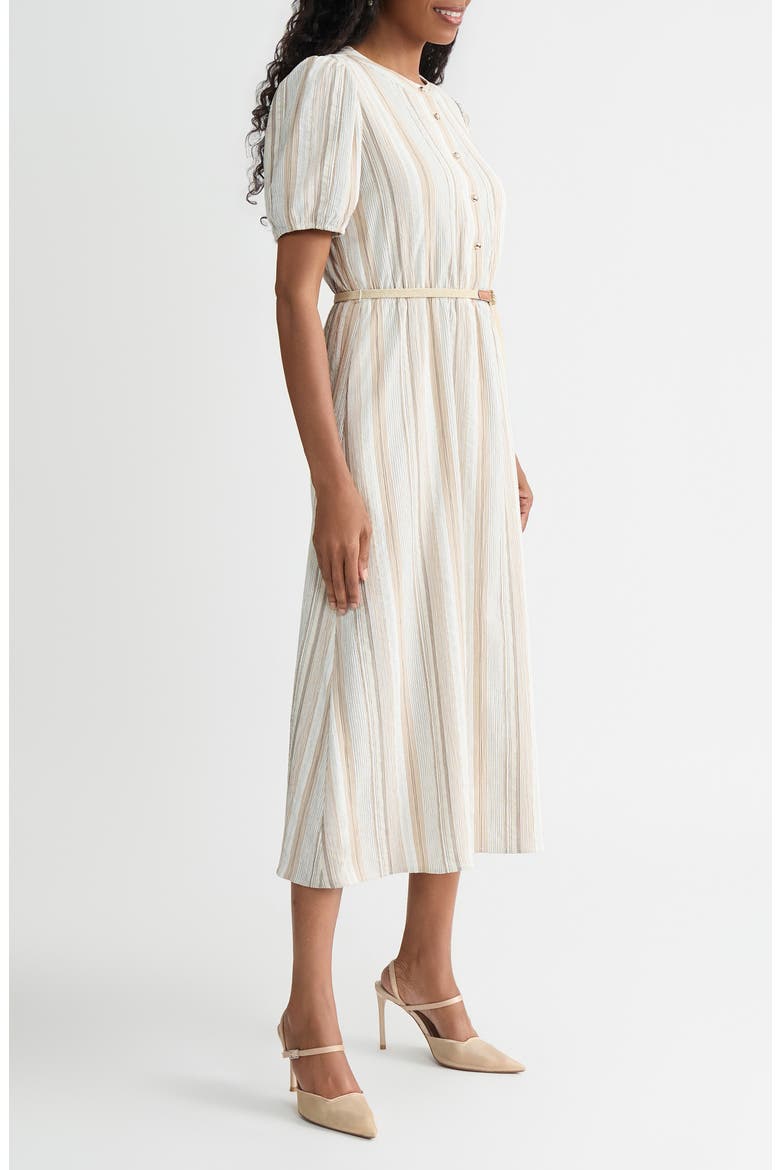Stripe Short Sleeve Belted Shirtdress, Alternate, color, TOASTED WHEAT MULTI