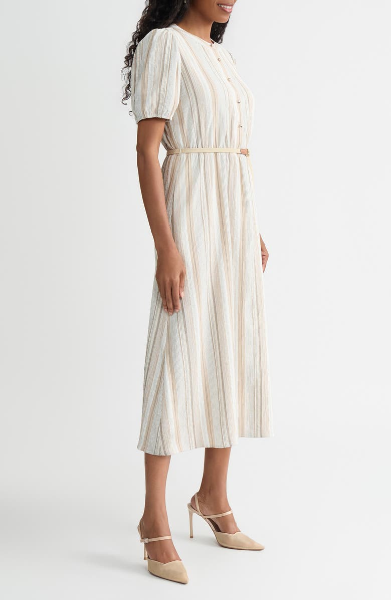 KASPER Stripe Short Sleeve Belted Shirtdress, Alternate, color, 