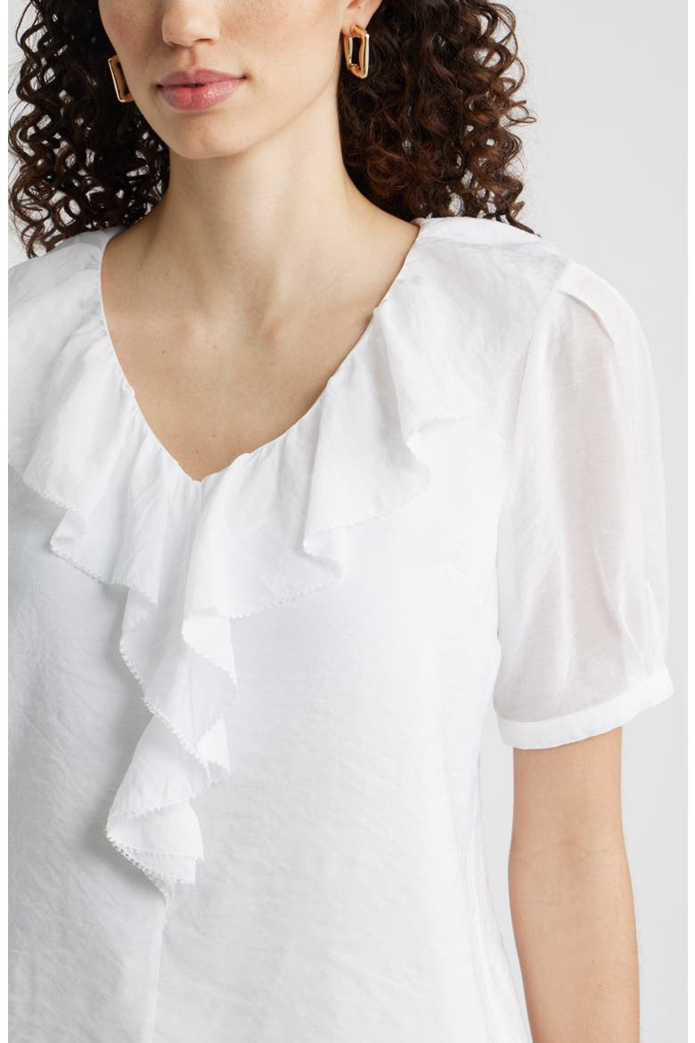 Ruffle Crinkle Semisheer Top, Alternate, color, WHITE