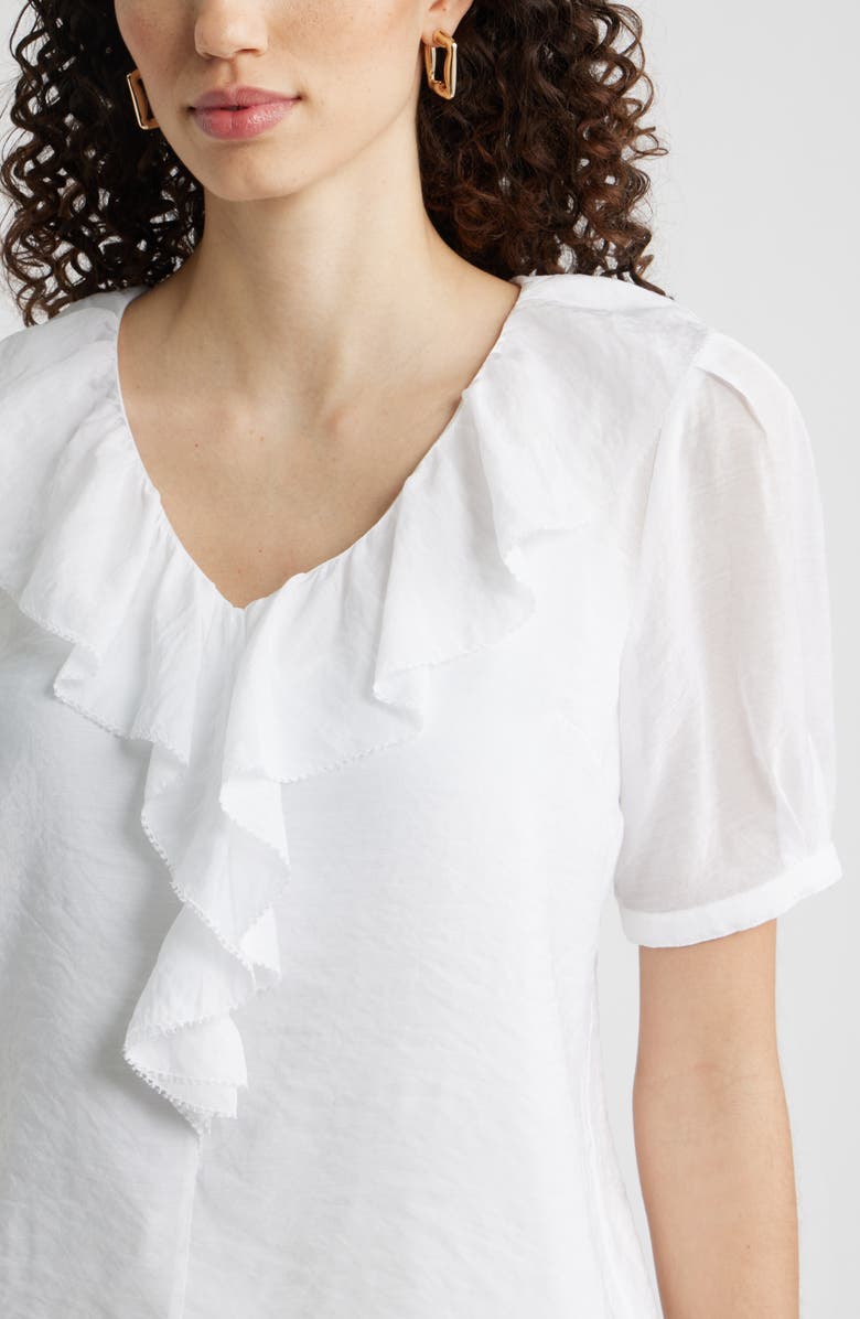 Nordstrom Ruffle Crinkle Semisheer Top, Alternate, color, White