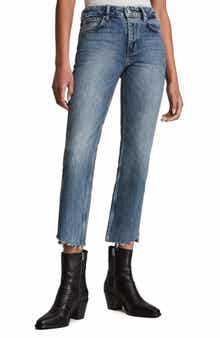 AllSaints Barely Crop Step Hem High Waist Jeans