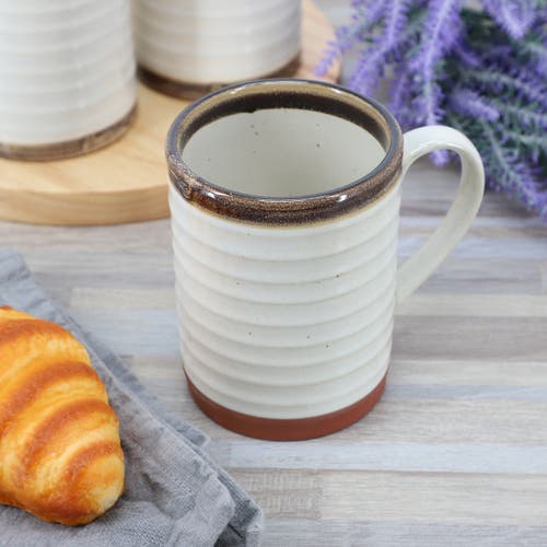 Gibson Home Terra Bella 4 Piece 18.5 Ounce Terracota Mug Set In White