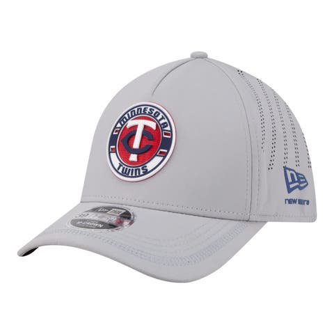 Men's New Era Gray Minnesota Twins Patch 39THIRTY A-Frame M-Crown Perforated Flex Hat