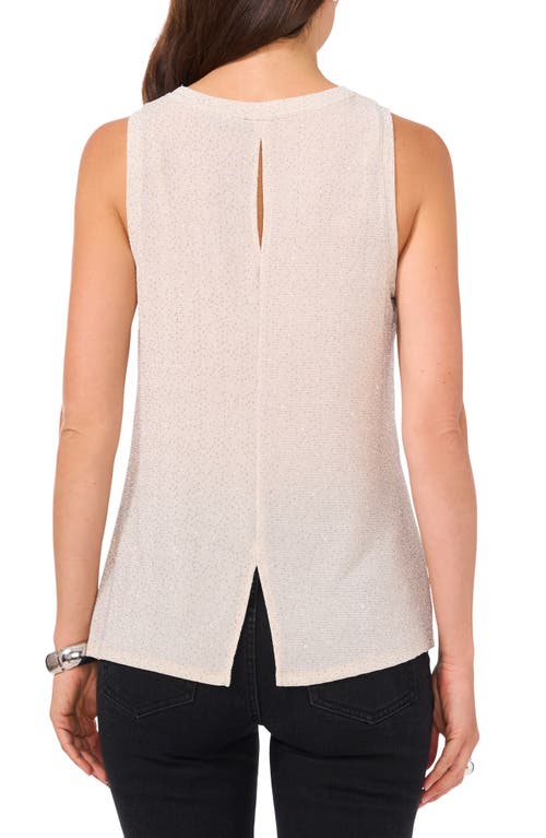 Shop Vince Camuto Shimmer Keyhole Tank In Soft Cream