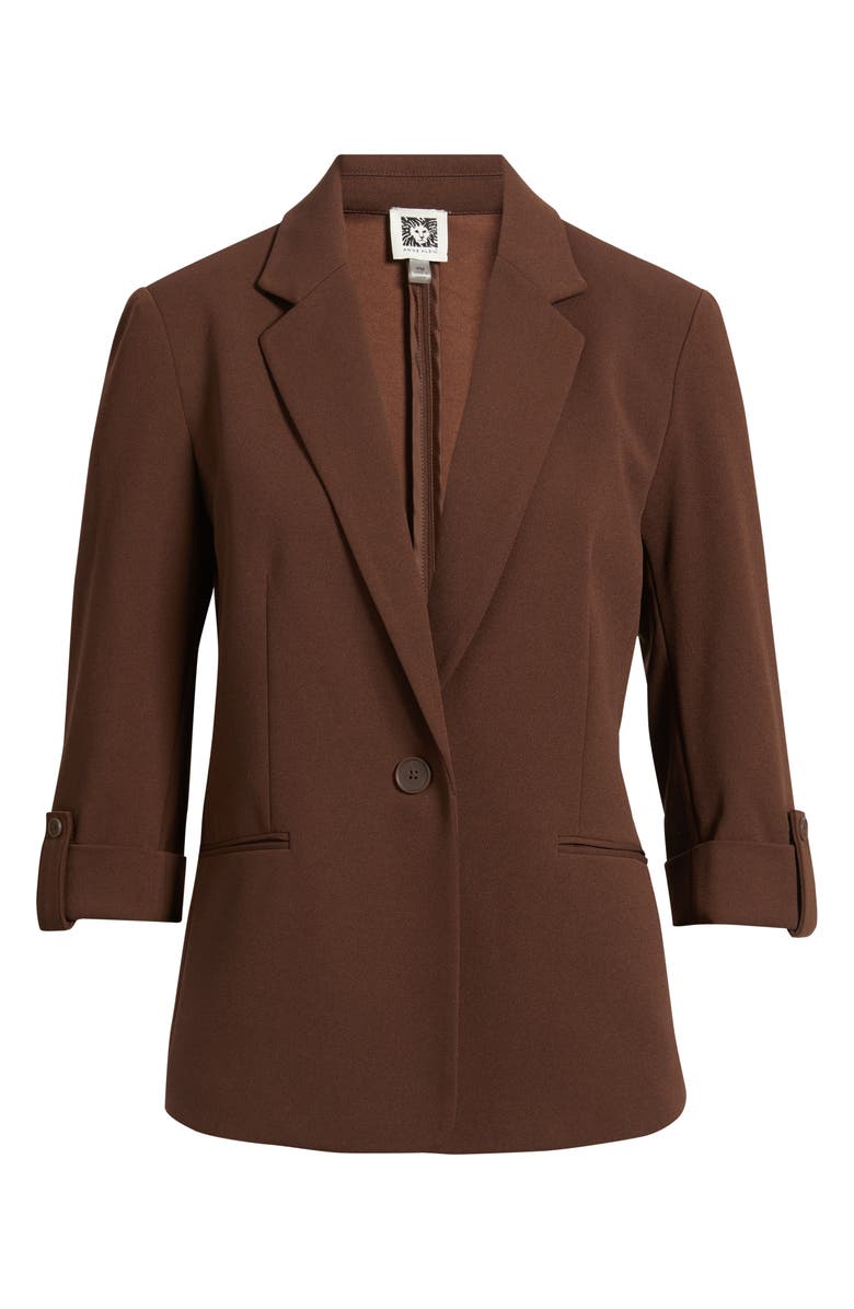 AK ANNE KLEIN Roll-Tab Sleeve Jacket, Alternate, color, Dark Chocolate