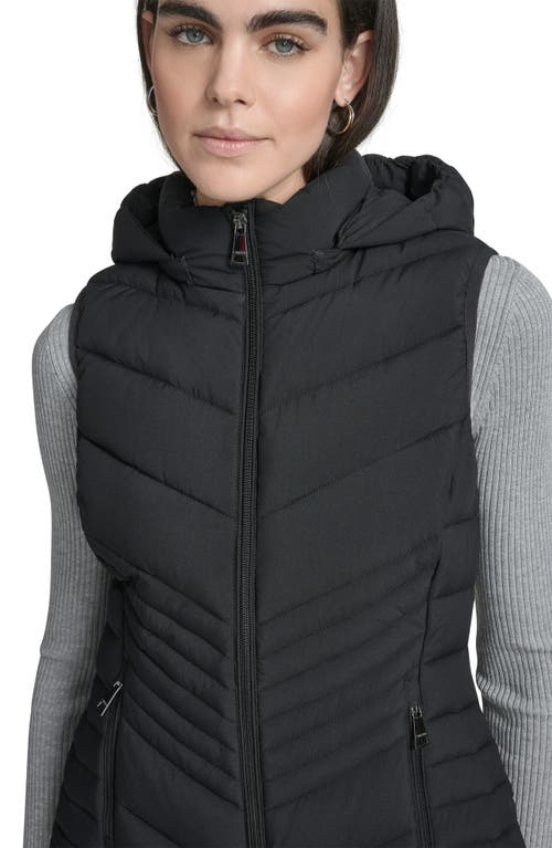 Calvin Klein Water Resistant Chevron Quilted Puffer Vest In Black