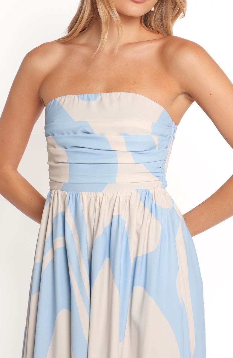 Petal & Pup Nesta Strapless Maxi Dress, Alternate, color, Blue Cream