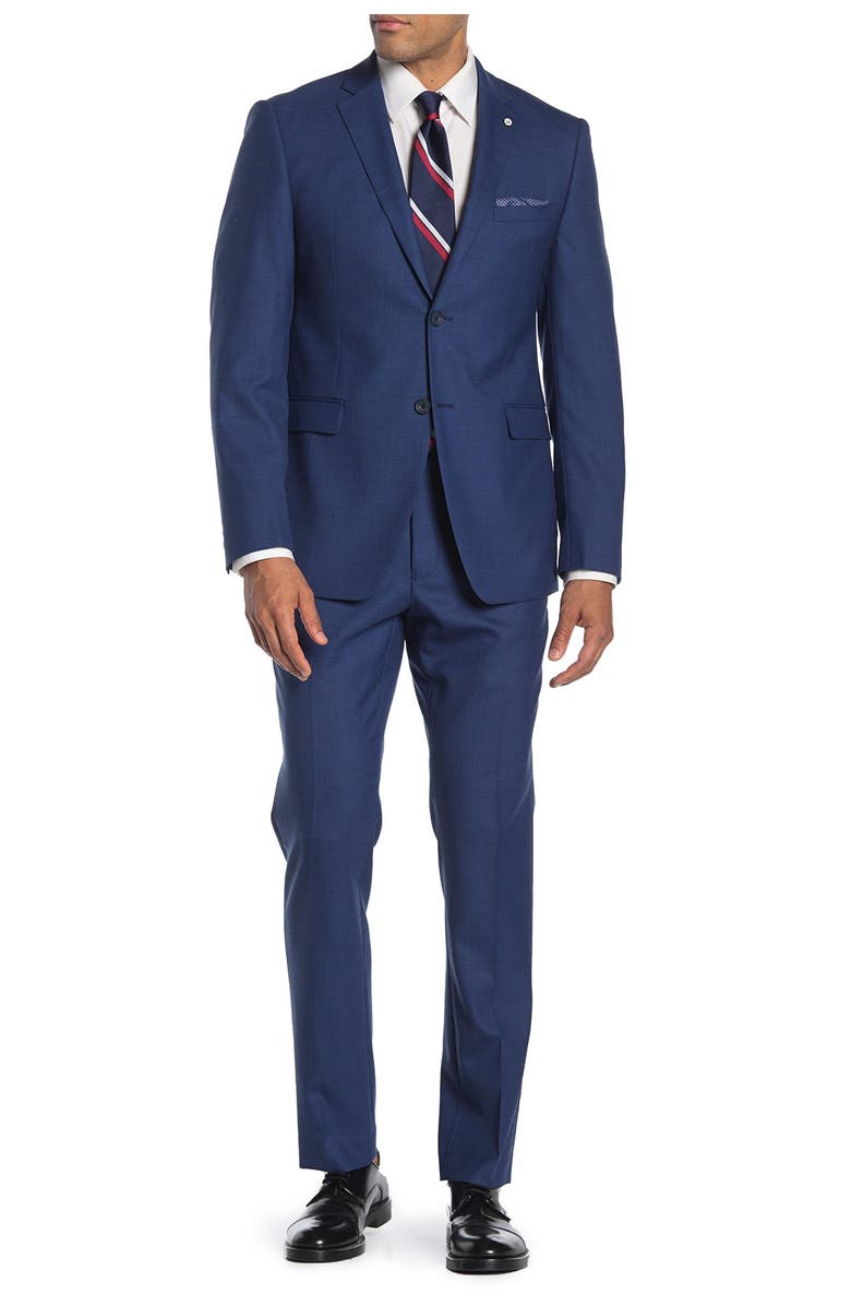 Original Penguin Nested Blue Sharkskin Slim Fit 2-Piece Suit, Main, color, 