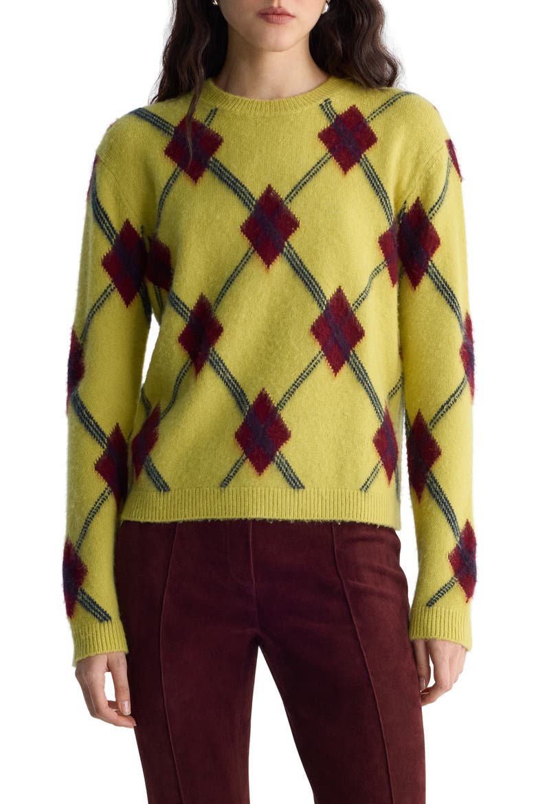 Matteo Argyle Crewneck Sweater, Main, color, POLLEN