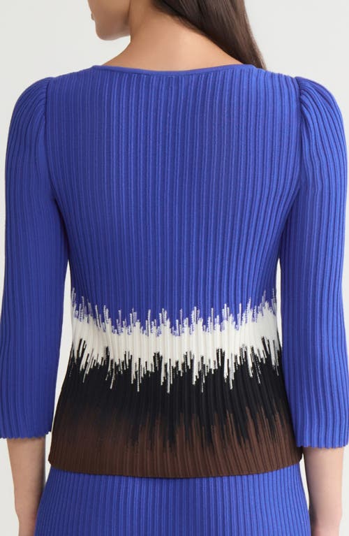 Ming Wang Ribbed Ombré Knit Top In Multi