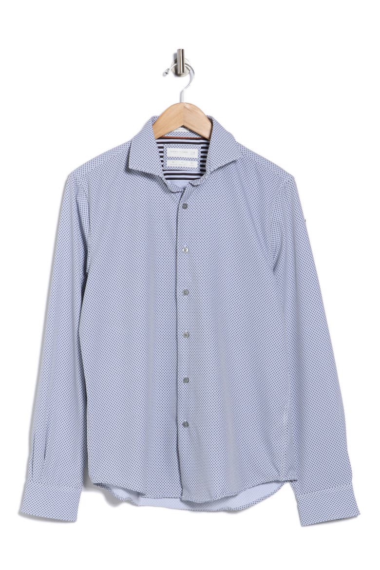 Geometric Print Performance Button-Up Shirt, Alternate, color, WHITE