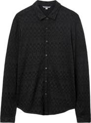 John Varvatos Redmond Herringbone Jacquard Knit Button-Up Shirt