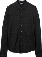 John Varvatos Redmond Herringbone Jacquard Knit Button-Up Shirt