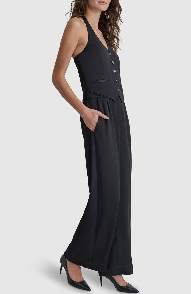DKNY Halter Tuxedo Jumpsuit, Alternate, color, 