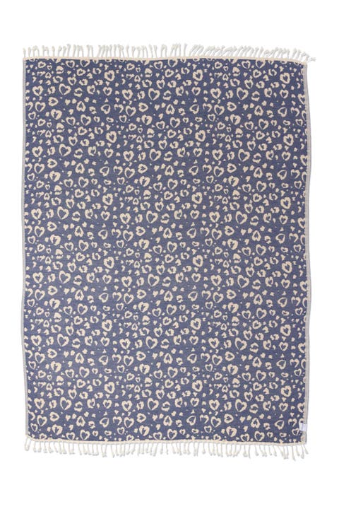 Leopard Heart Organic Cotton Medium Weight Throw Blanket