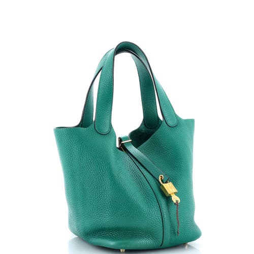 Pre-owned Hermes Hermes Picotin Lock Bag Clemence Mm In Green