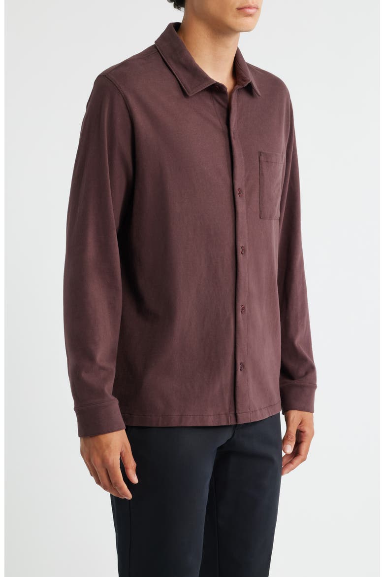 Sueded Knit Button-Up Shirt, Alternate, color, PORT