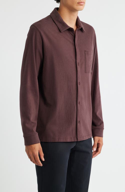 Vince Sueded Knit Button-up Shirt In Burgundy