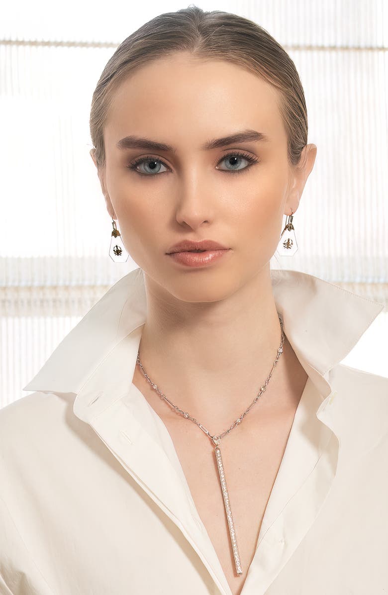 Mindi Mond Crystal Drop Earrings, Alternate, color, Platinum