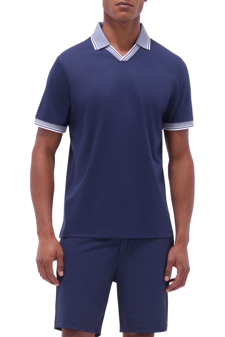 Tipped Johnny Collar Polo, Main, color, NAVY