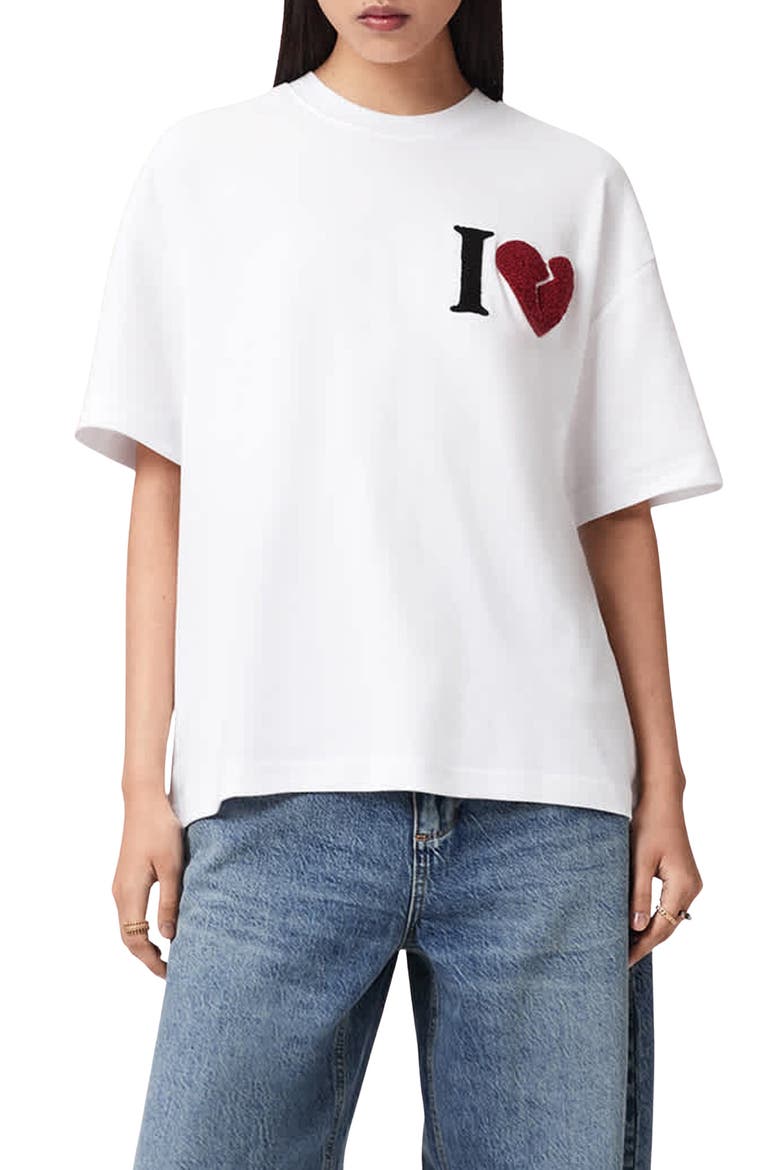 Heart Etta Appliqué T-Shirt, Main, color, OPTIC WHITE