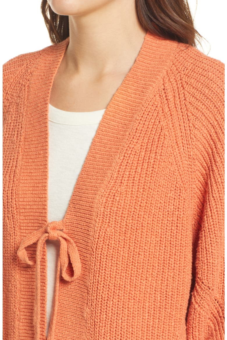 Eastdale Tie Front Cardigan Sweater, Alternate, color, PALE SUNSET