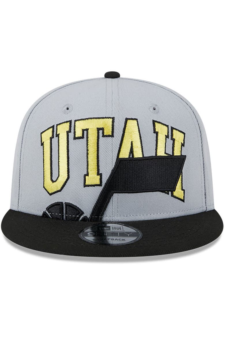 Men's New Era Gray/Black Utah Jazz Tip-Off Two-Tone 9FIFTY Snapback Hat, Alternate, color, Gray