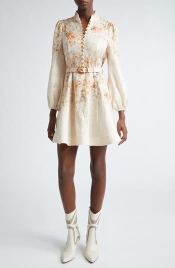 Spring fit and flare long sleeves shirt dress 4841