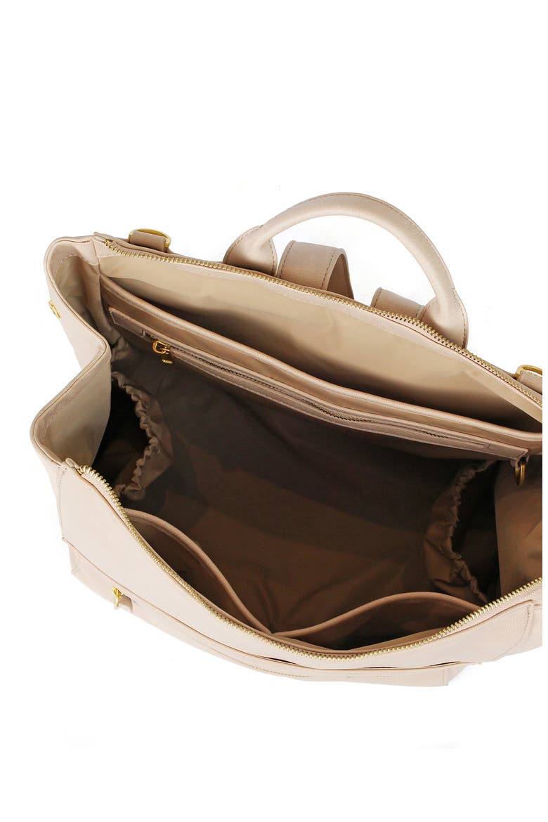 Faux Leather Diaper Bag, Alternate, color, BEIGE