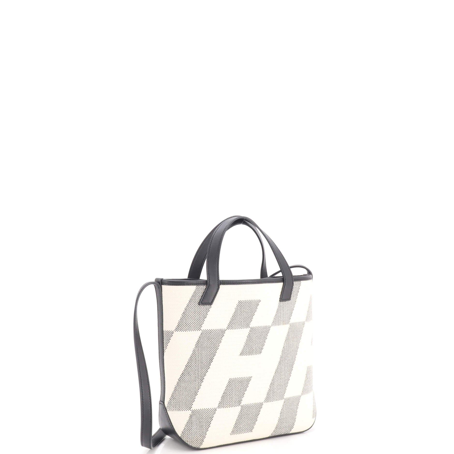 Cabas H en Biais Tote Canvas with Leather 27, Alternate, color, Black