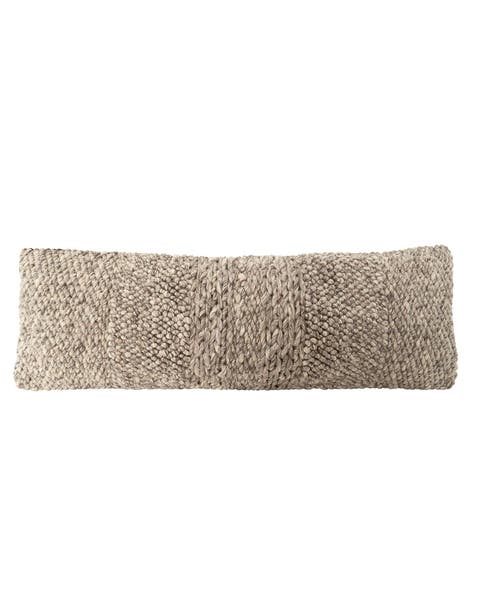 Textured Taupe Handwoven Pillow 14x40 with Down Alternative Insert