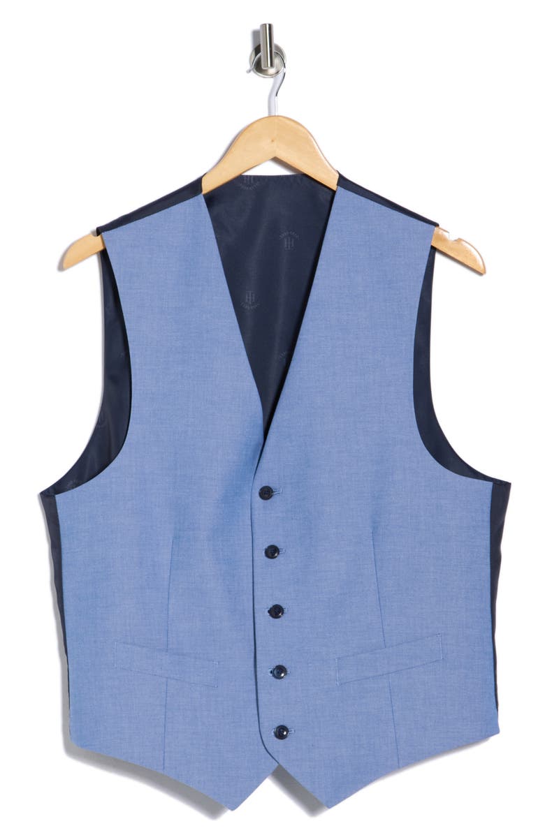 Tommy Hilfiger Stretch Cotton Tuxedo Vest, Alternate, color, Blue Solid