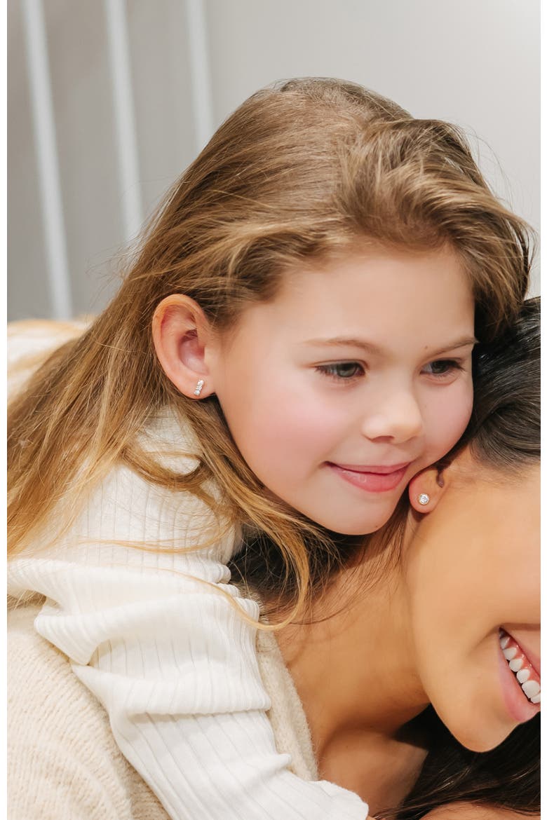 14k Tiny Cubic Zirconia Bar Earrings, Alternate, color, Gold