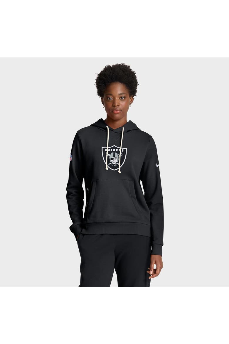 Women's Nike Black Las Vegas Raiders Sideline Standard Issue Initial Home Dri-FIT Hoodie, Main, color, Black