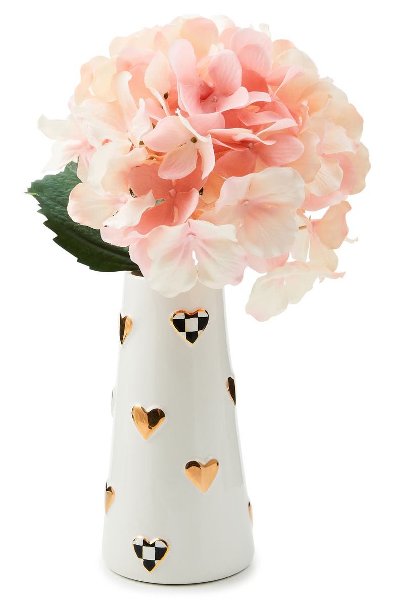 MACKENZIE CHILDS Courtly Check Short Heart Vase, Alternate, color, Courtly