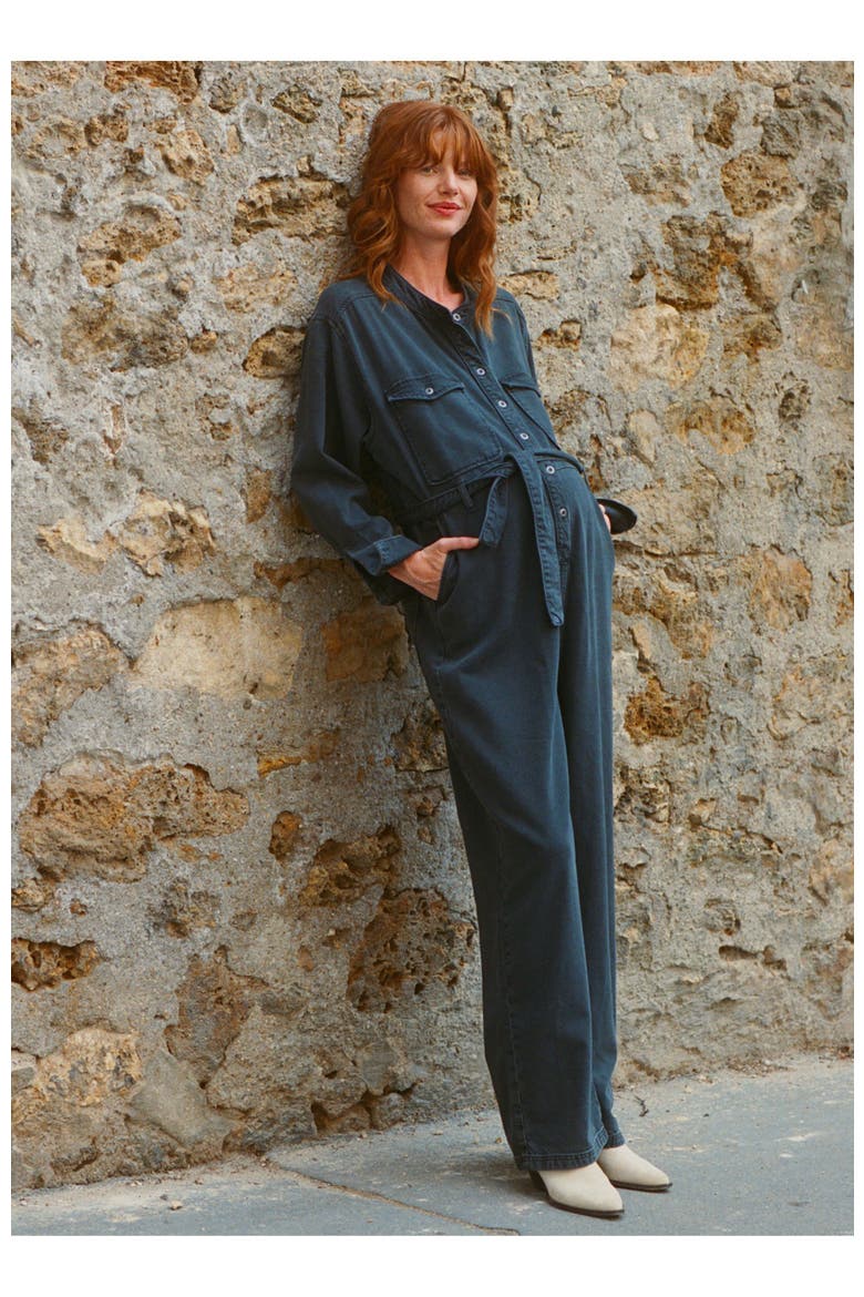 The Drapey Denim Jumpsuit, Alternate, color, True Indigo