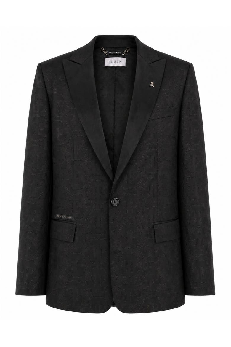 Jacquard Blazer Regular Fit Monogram Men, Main, color, black