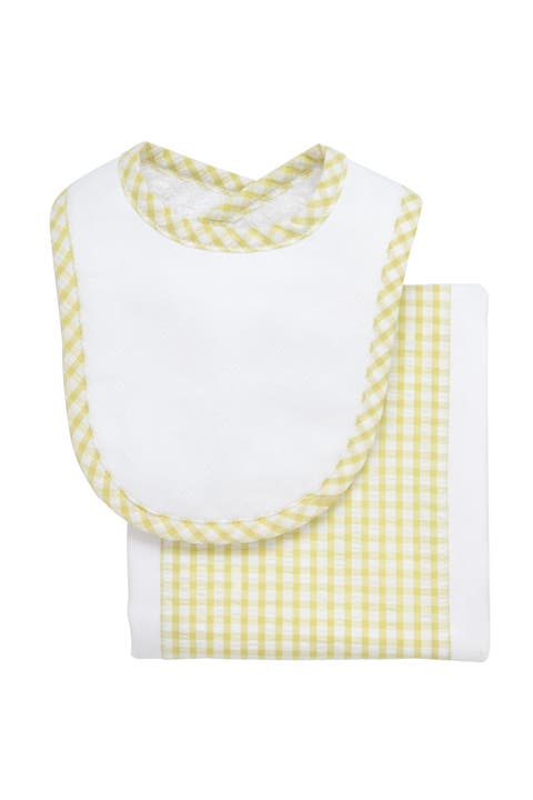 Big Check Drooler Bib & Burp Set