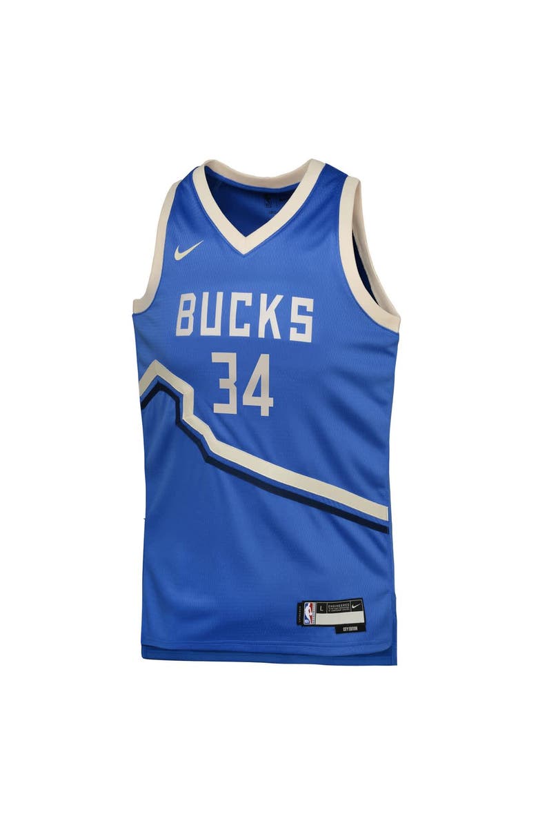 Nike Youth Nike Giannis Antetokounmpo Royal Milwaukee Bucks 2024/25 Swingman Player Jersey - City Edition, Alternate, color, 