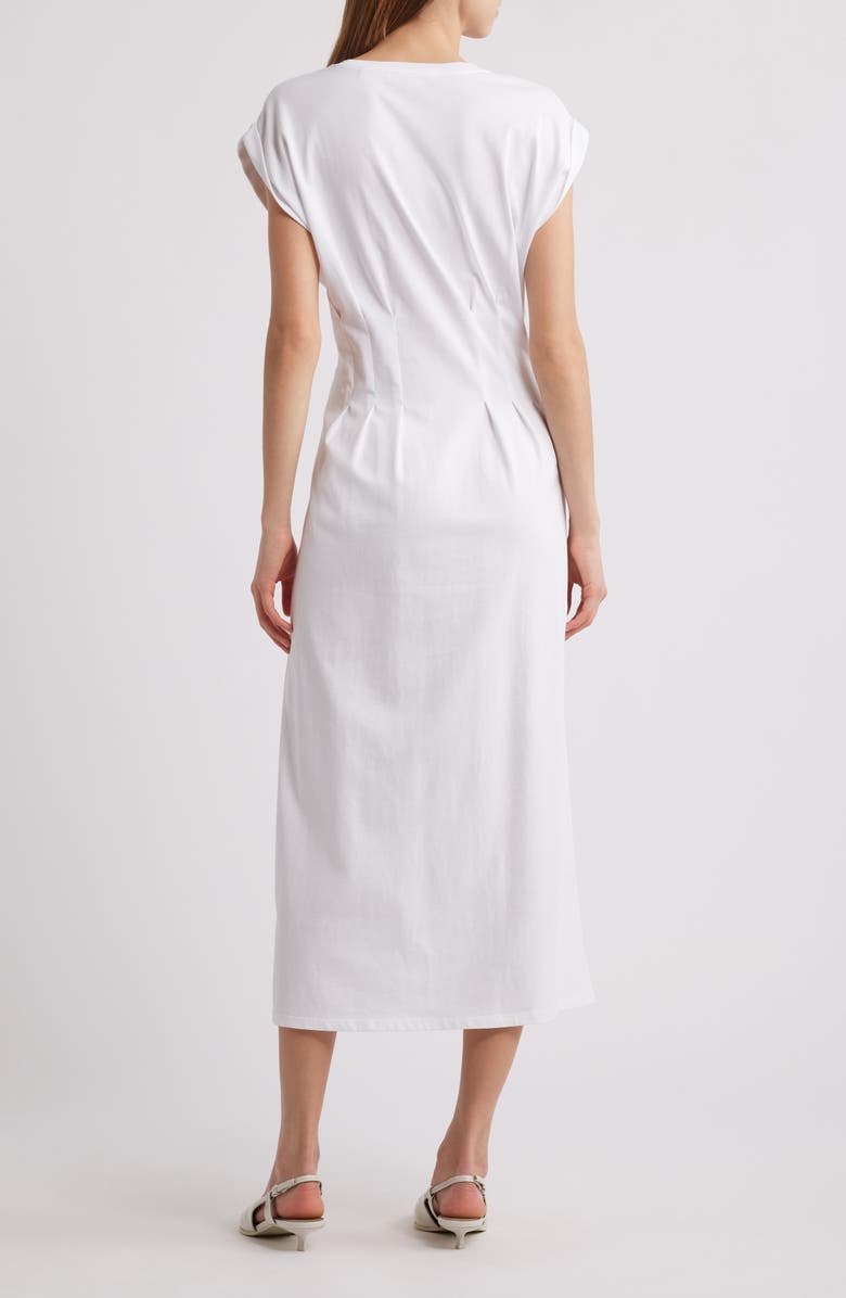 FRAME The Nipped Organic Cotton Jersey Midi Dress, Alternate, color, White