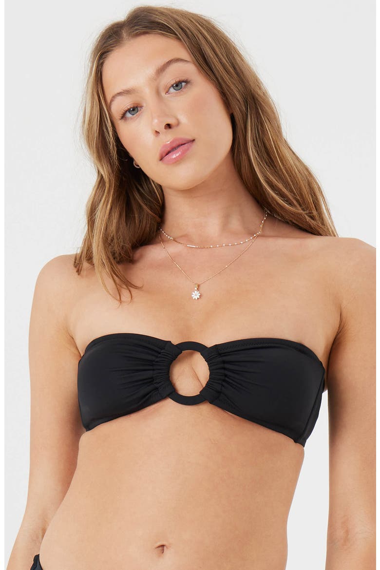 Beach Classics Ring Bandeau Bikini Top, Alternate, color, ANTHRACITE