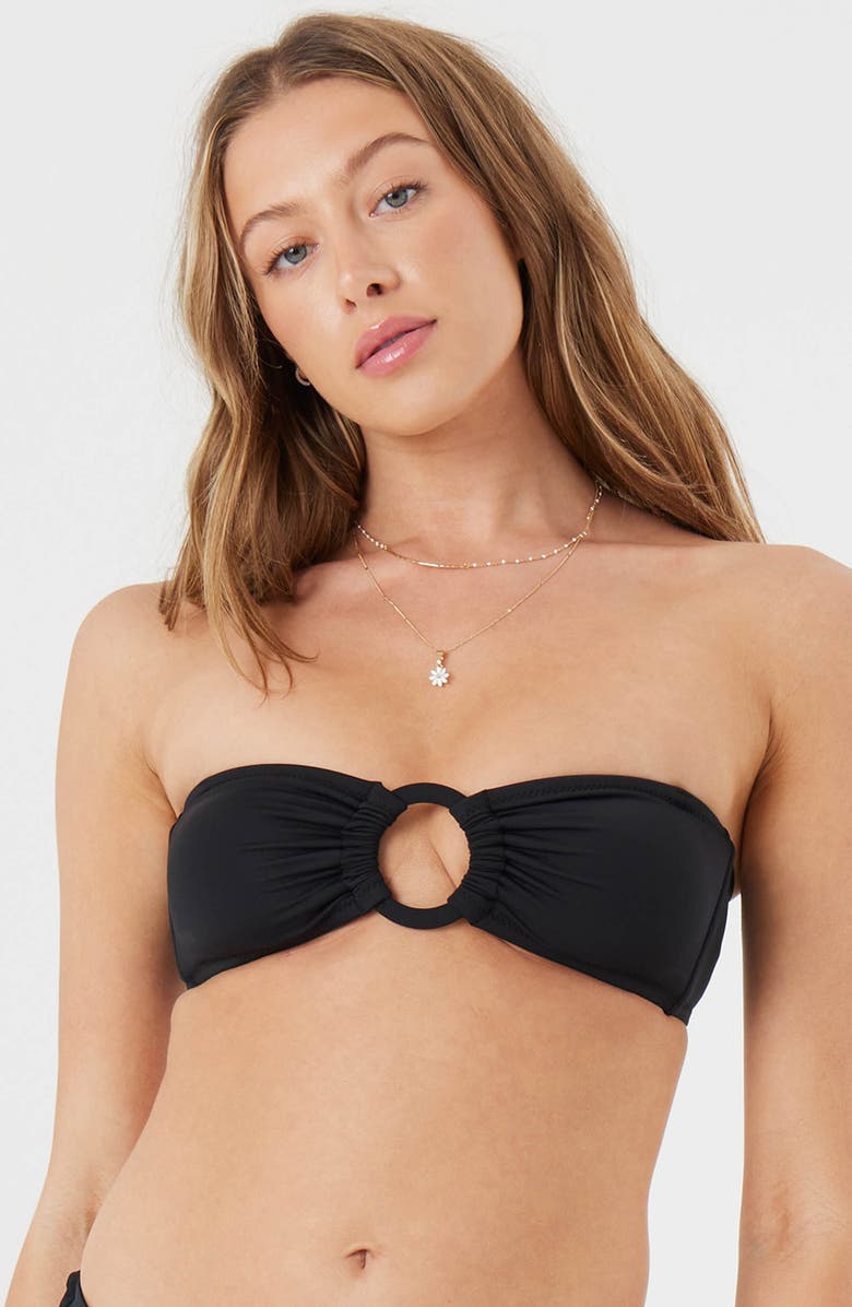 Roxy Beach Classics Ring Bandeau Bikini Top, Alternate, color, Anthracite