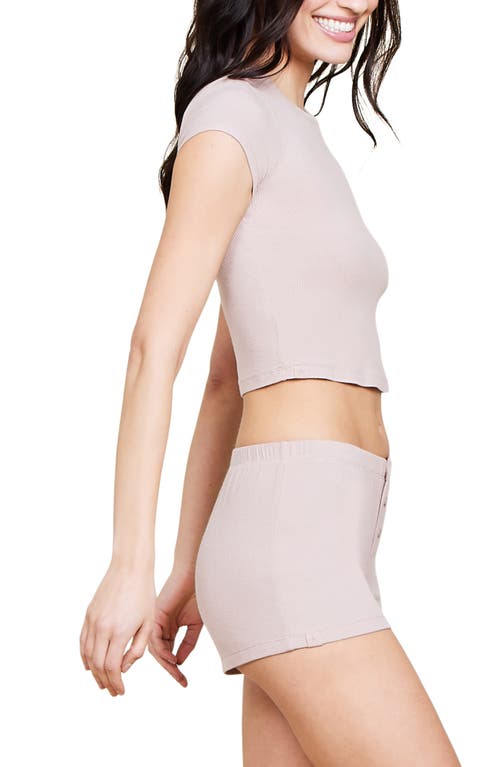 Barefoot Dreams Malibu Collection Ultra Soft Rib Crop T-shirt In Willow