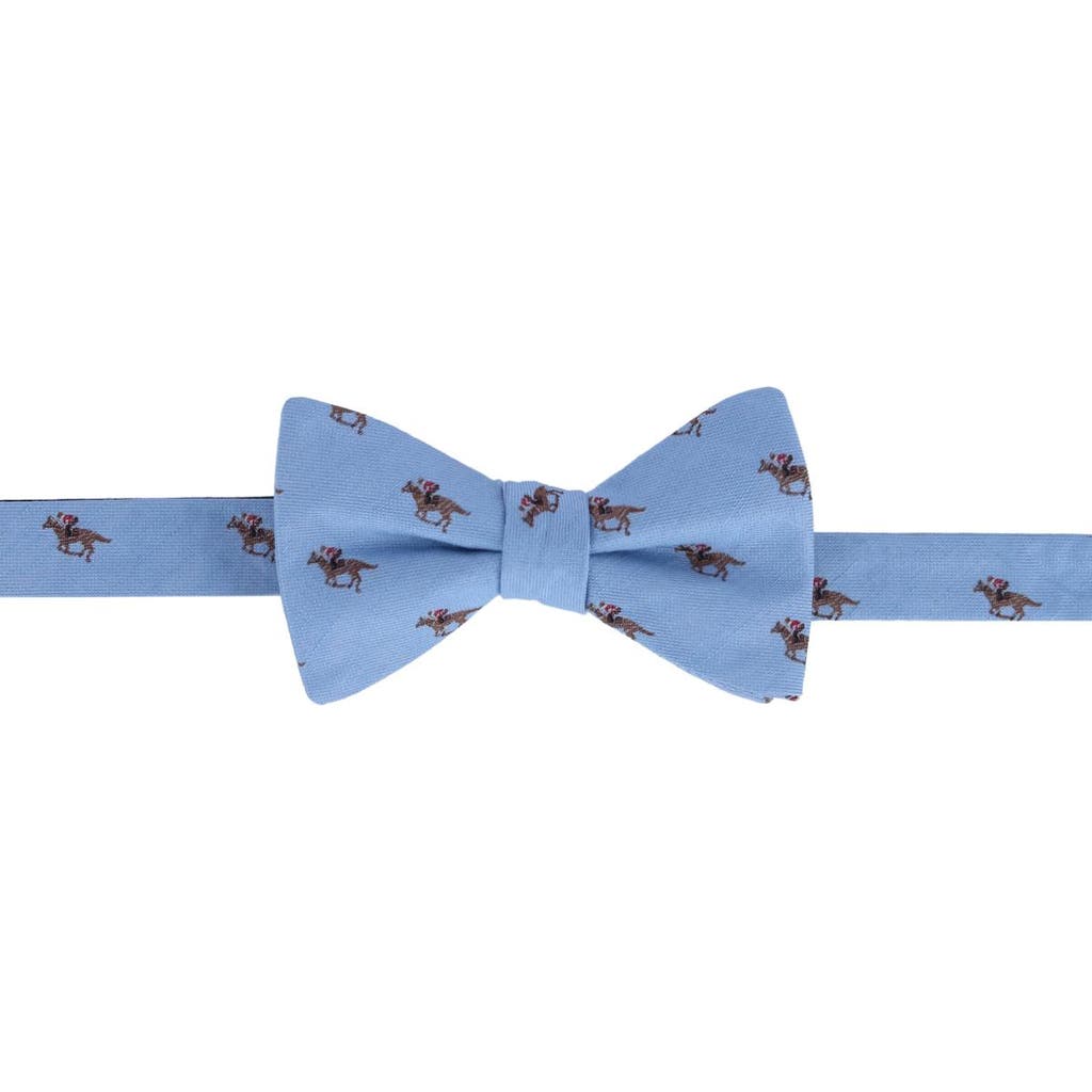 Trafalgar Down The Stretch Racehorse Linen Blend Bow Tie In Light Blue